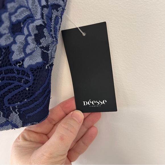 Deesse Women's Plus Size Bra 44H Blue Lace Contour T Shirt Underwire NWT - Picture 4 of 11